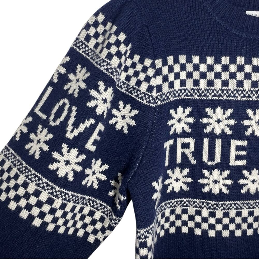 Sandro Paris Navy Blue White Wool Blend True Love Luciano Sweater - 2 Medium - Picture 8 of 13